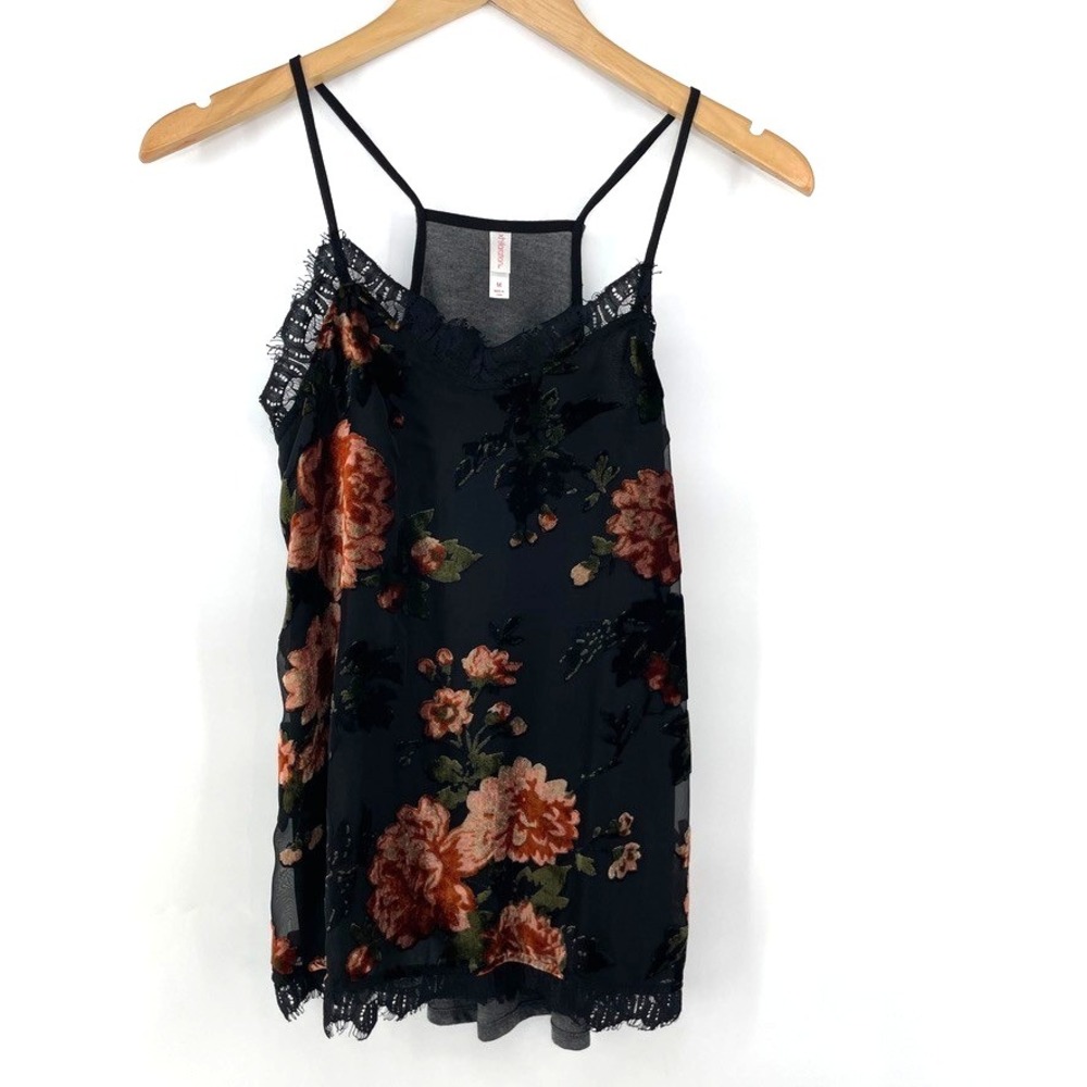 Xhilaration Y2K Floral Velvet Burnout Tank Top Size M Bloomcore Whimsigoth Fairy - Picture 9 of 10